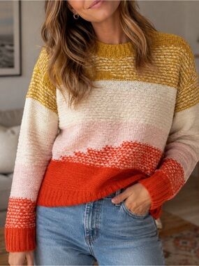 Joie Angelisa Sweater‎ Women’s Medium Chunky Knit Colorblock XS